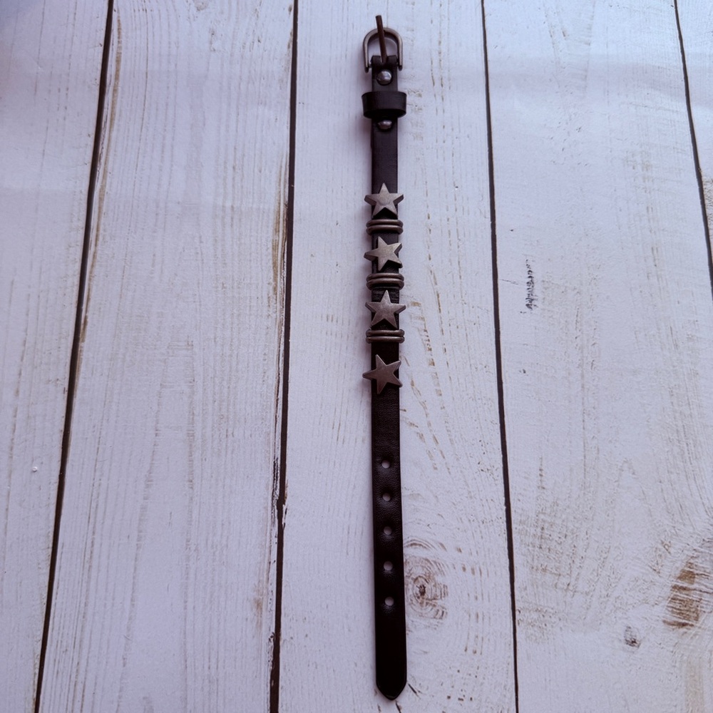 Black Star Faux Leather Bracelet